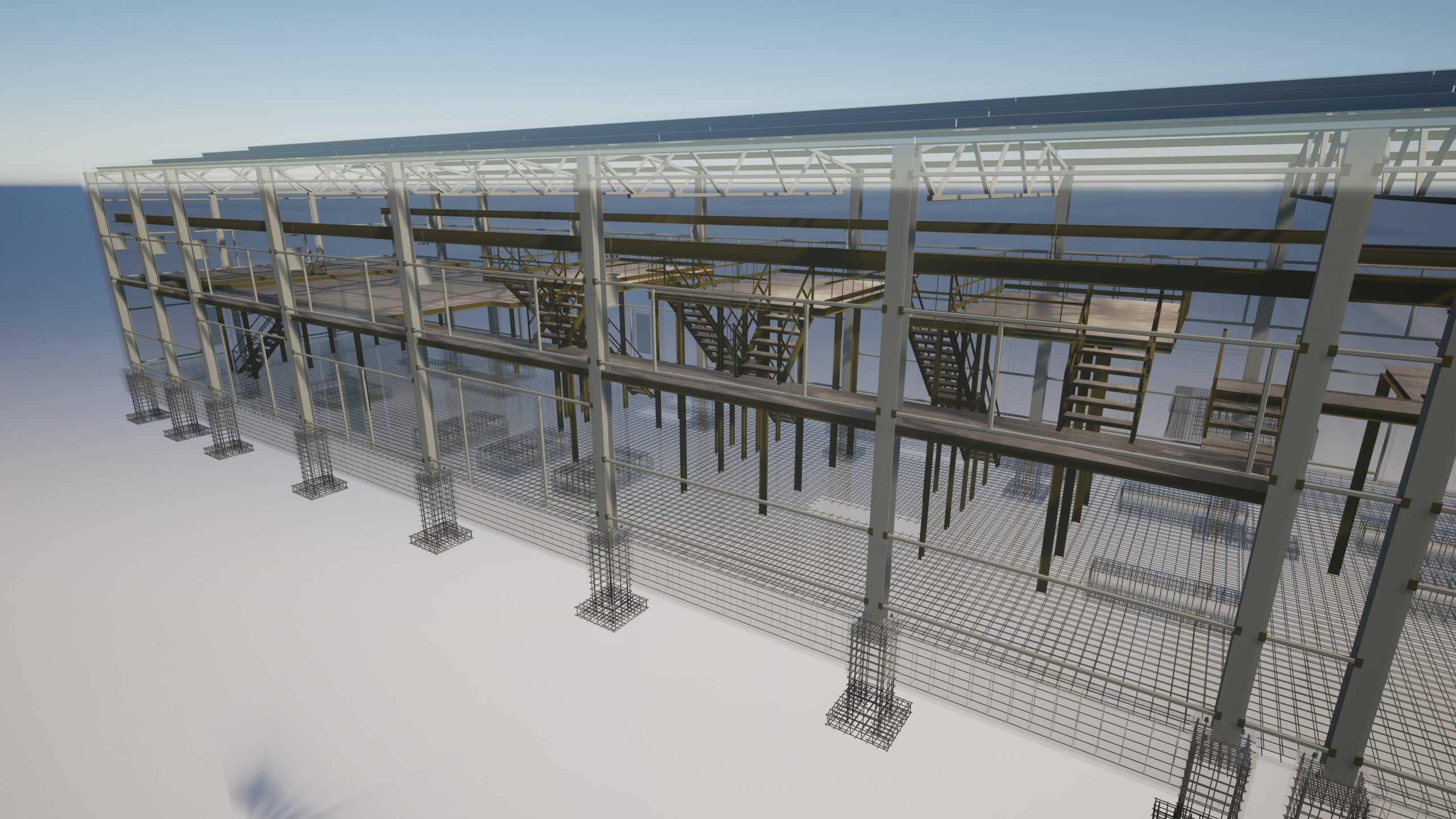 BIM-модель: несущий каркас, площадки обслуживания и лестницы