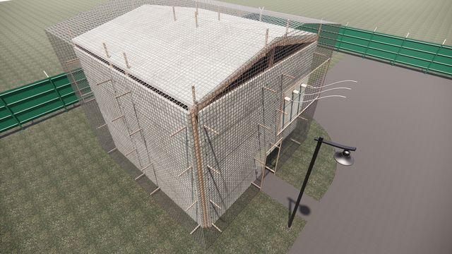 Вид сверху, верхнее сетчатое покрытие и прилегающая территория